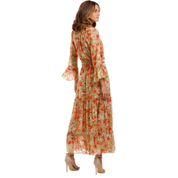 Misa Los Angeles Dress Women XS Lucinda Floral Maxi Ruffle Tiered Boho Chic Flow - Picture 3 of 15